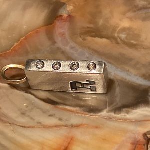 Sterling Silver “R” Initial Charm with Champagne Diamonds